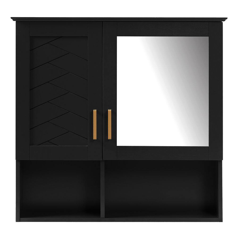30 in. W x 29 in. H Rectangular Black MDF Medicine Cabinet with Mirror price history on PriceWatchPro