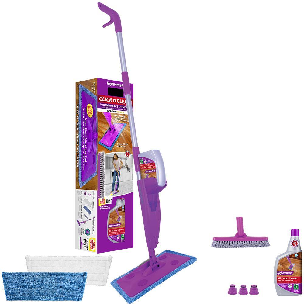 Rejuvenate Click n Clean Multi-Surface Microfiber Mop with Sprayer and Duster RJCLICKMOP1 - The Home Depot