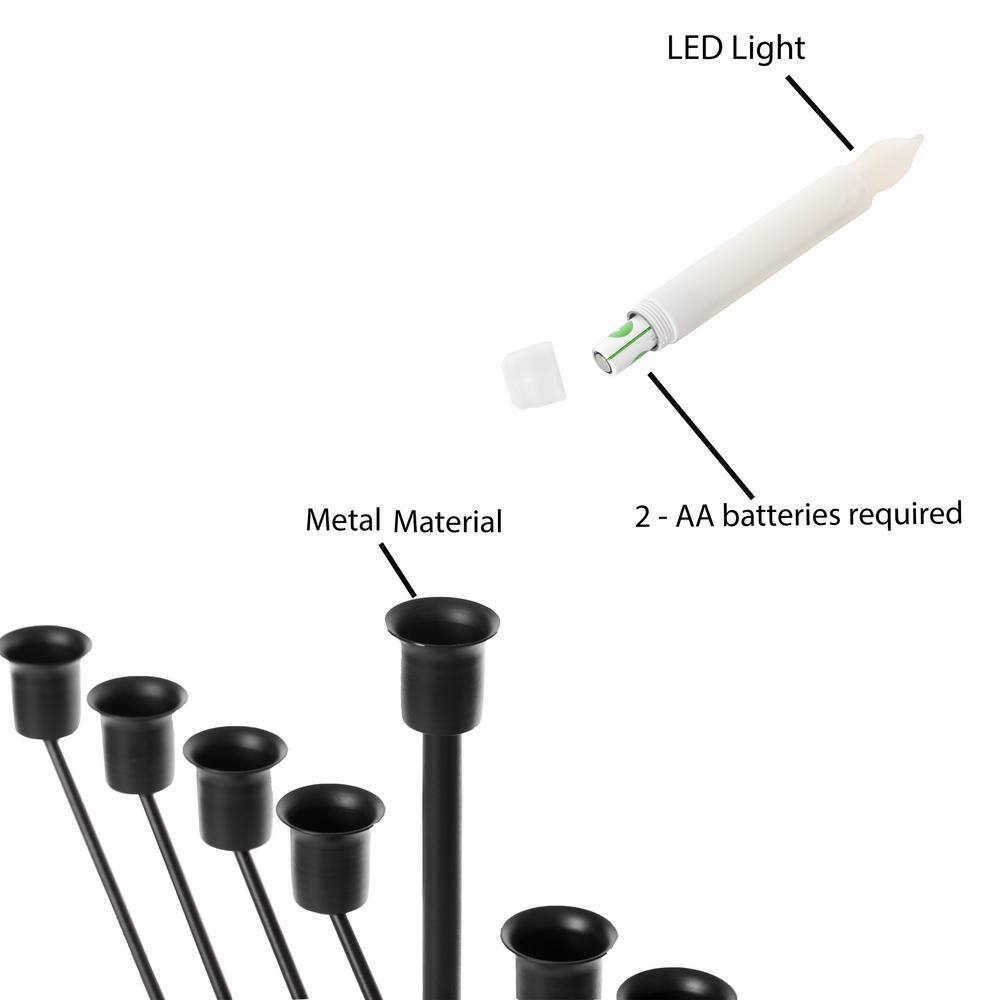 Black and White LED Flameless Hanukkah Menorah Candelabra