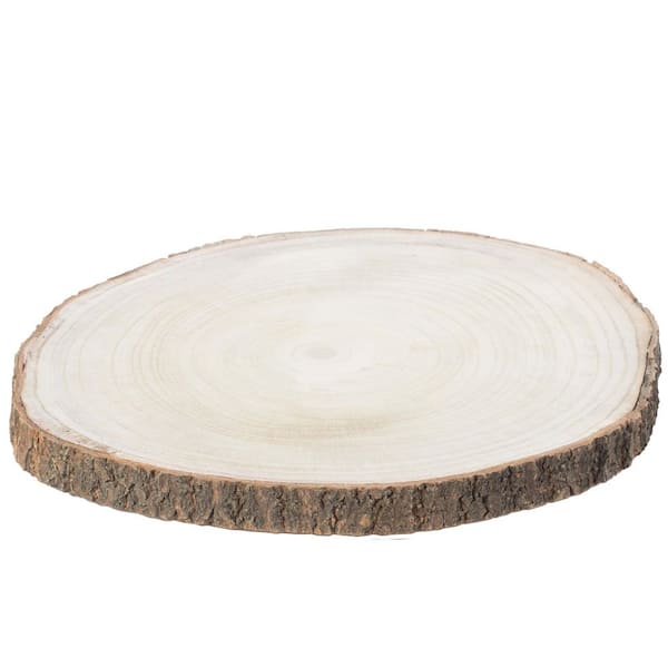 Barky Natural Brown Wood Slabs Rustic Ornament Slice Tray Table Charger 16 in. (Set of 4)