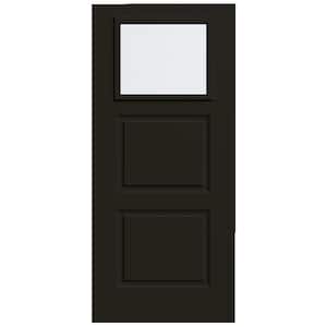 36 in. x 80 in. 2 Panel 1/4 Lite Right-Hand/Inswing Clear Glass Black Steel Front Door Slab