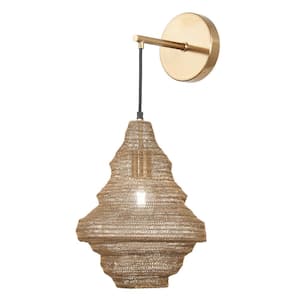 Marseille 1-Light Gilded Brass Wall Sconce with Wire Mesh Shade