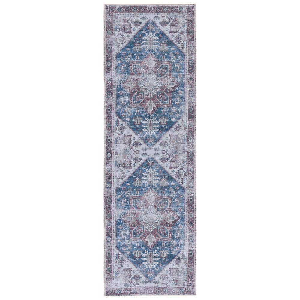 Tuscon Navy/Red 3 ft. x 8 ft. Machine Washable Border Distressed Runner Rug price history on PriceWatchPro