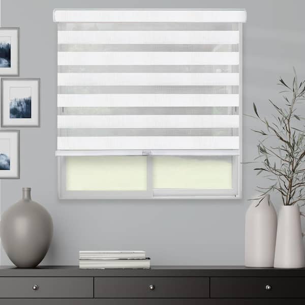 Chicology Basic Arctic Cordless Cut-to-Width Light Filtering Dual Layer Zebra Roller Shade 20 in. W x 72 in. L