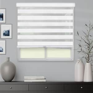 Basic Arctic Cordless Cut-to-Width Light Filtering Dual Layer Zebra Roller Shade 58 in. W x 72 in. L