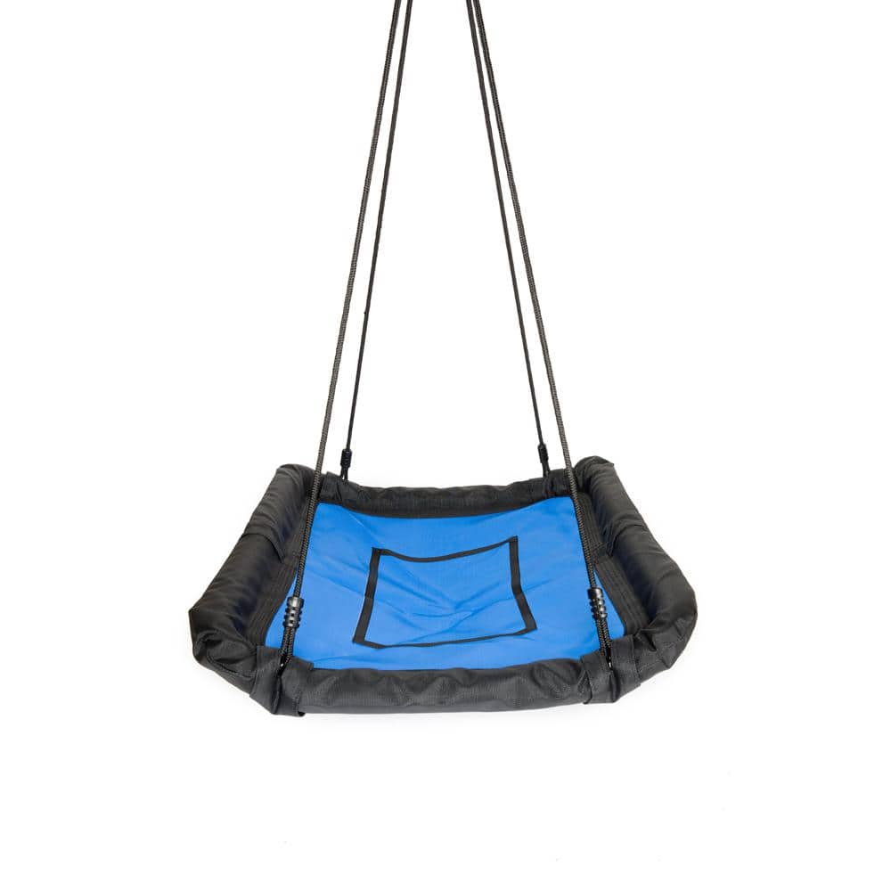 Blue and Black Heavy-Duty Rectangular Platform Swing with Steel Frame