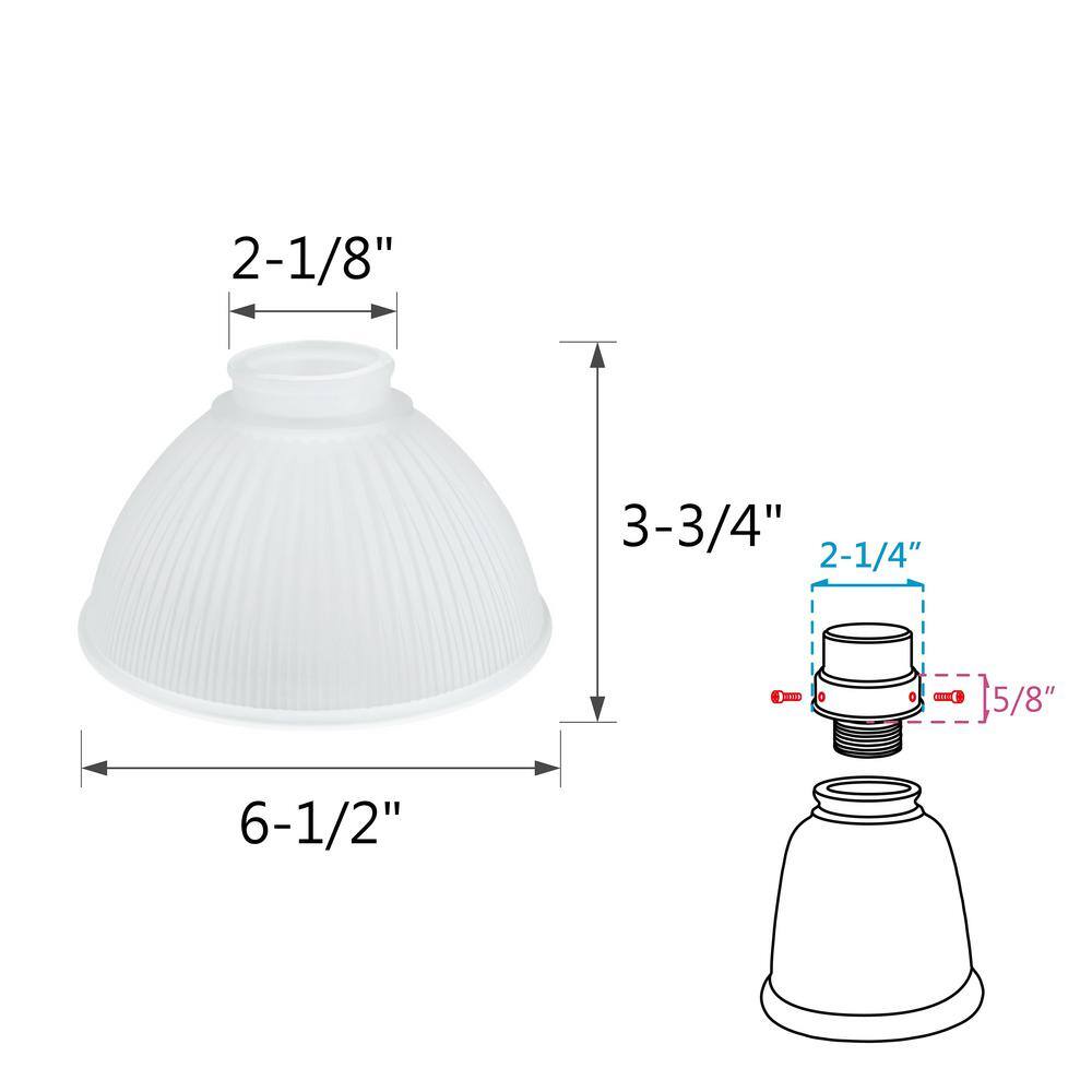 Frosted Ribbed Glass Dome Bowl Replacement Shades, 3.75" x 6.5", 4-Pack