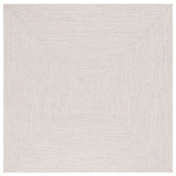 Braided Ivory/Light Gray 6 ft. x 6 ft. Machine Washable Concentric Woven Square Area Rug