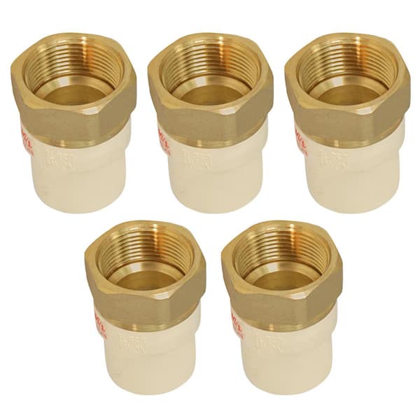 PLUMBFLEX 1-1/2 in. FIP x 1-1/2 in. Lead Free Brass CPVC Adapter Pipe Fitting (5-Pack)
