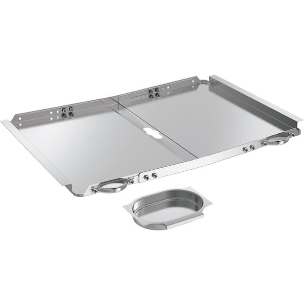 Stainless Steel Nonstick Grill Pan with Adjustable Grease Tray and Catch Pan for Gas Grill, Rust Resistant