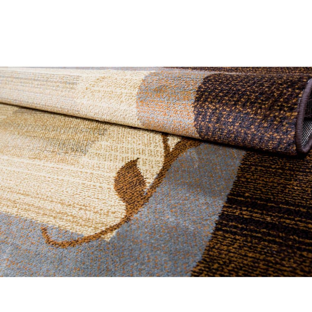 Clover Brown and Blue Modern Elegance Rectangular Area Rug, 43"x62"