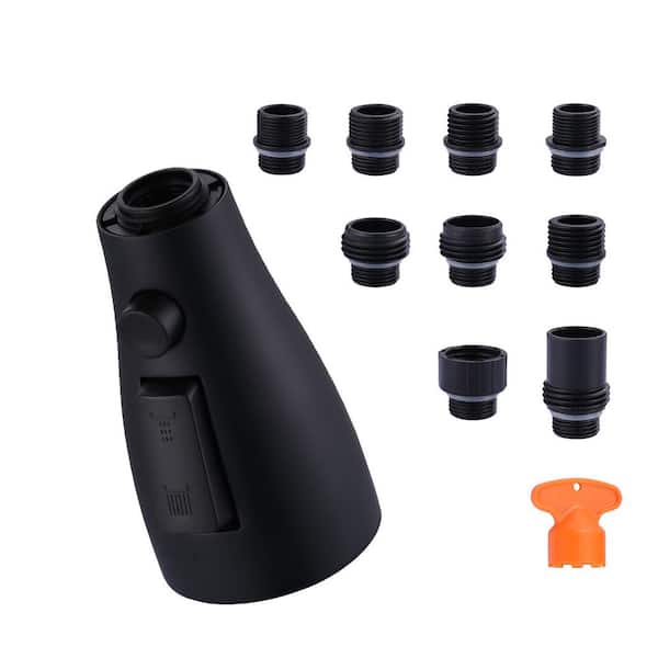 1/2 in. 3-Function Pull Down Kitchen Faucets Spray Head with 9-Adapters in Matte Black