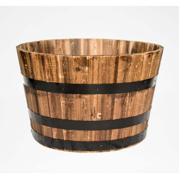 26 in. Dia x 17.5 in. H White Oak Wood Whiskey Barrel B100 - The Home Depot