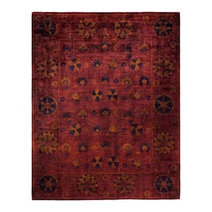 One-of-a-Kind Contemporary Red 8 ft. x 10 ft. Hand Knotted Overdyed Area Rug