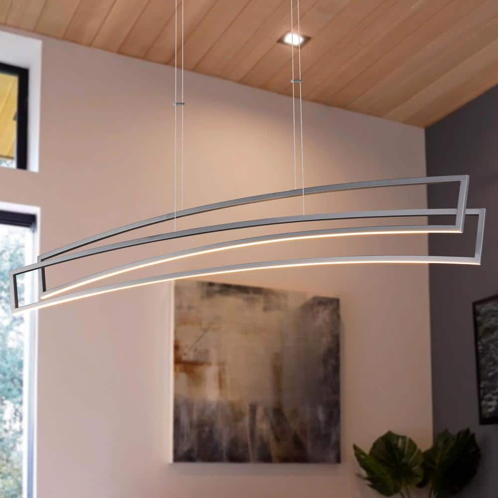 Sirius 46-Inch Silver Integrated LED Linear Chandelier