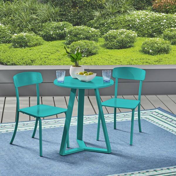 teal metal bistro set