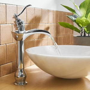 Waterfall Single Hole Single-Handle Vessel Bathroom Faucet in Polished Chrome