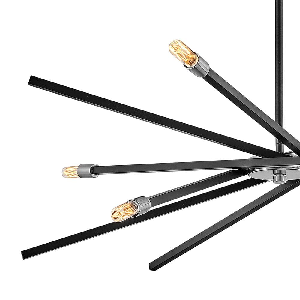 Mini Sputnik 6-Light Chandelier in Satin Black with Articulating Arms