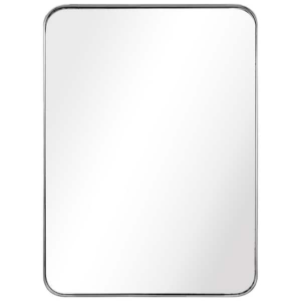 Empire Art Direct 30 in. x 22 in. Ultra Rectangle Polished Silver Stainless Steel Framed Wall Mirror