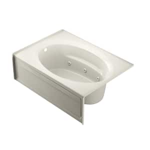 PROJECTA 60 in. x 42 in. Acrylic Left Drain Oval in Rectangle Alcove Whirlpool Bathtub with Heater in Oyster