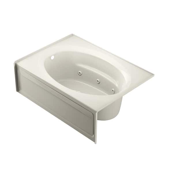 JACUZZI PROJECTA 60 in. x 42 in. Acrylic Left Drain Oval in Rectangle Alcove Whirlpool Bathtub with Heater in Oyster