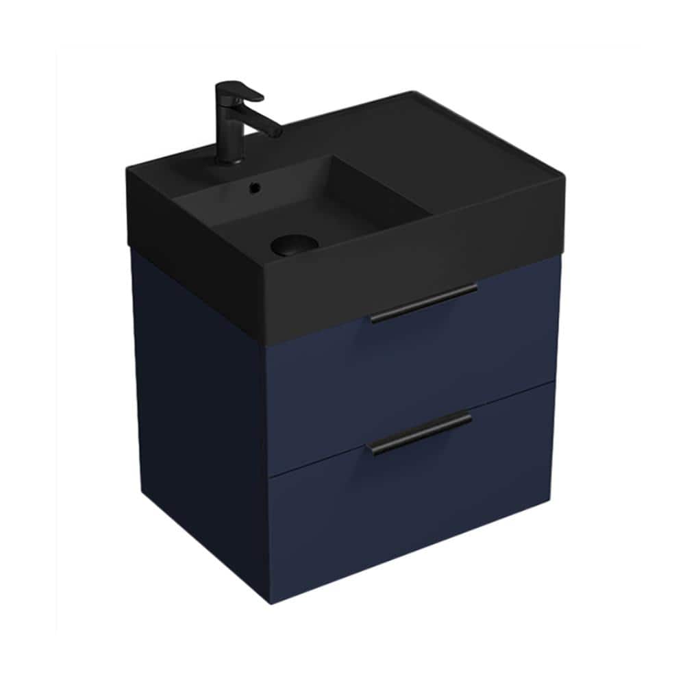 Derin 23.6 in. W x 17.32 in. D x 25.2 in. H Modern Bathroom Vanity in Night Blue with Matte Black Ceramic Top price history on PriceWatchPro