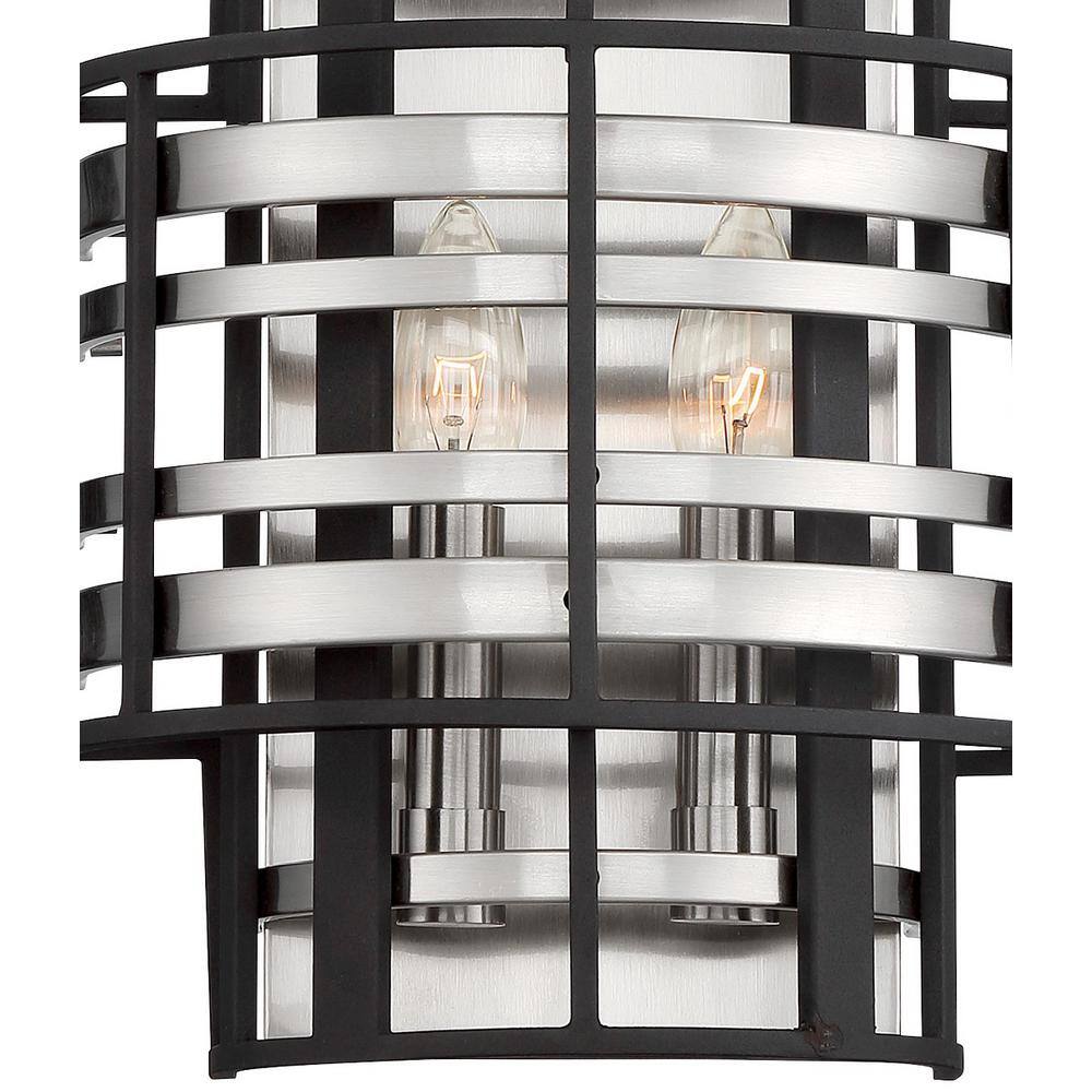 Presten Brushed Nickel & Sand Coal 2-Light Dimmable Wall Sconce