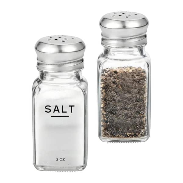 Glass Salt and Pepper Shakers for Kitchen Decor, Dining Table Countertop Accessory, Home and Restaurant (2-Pack)