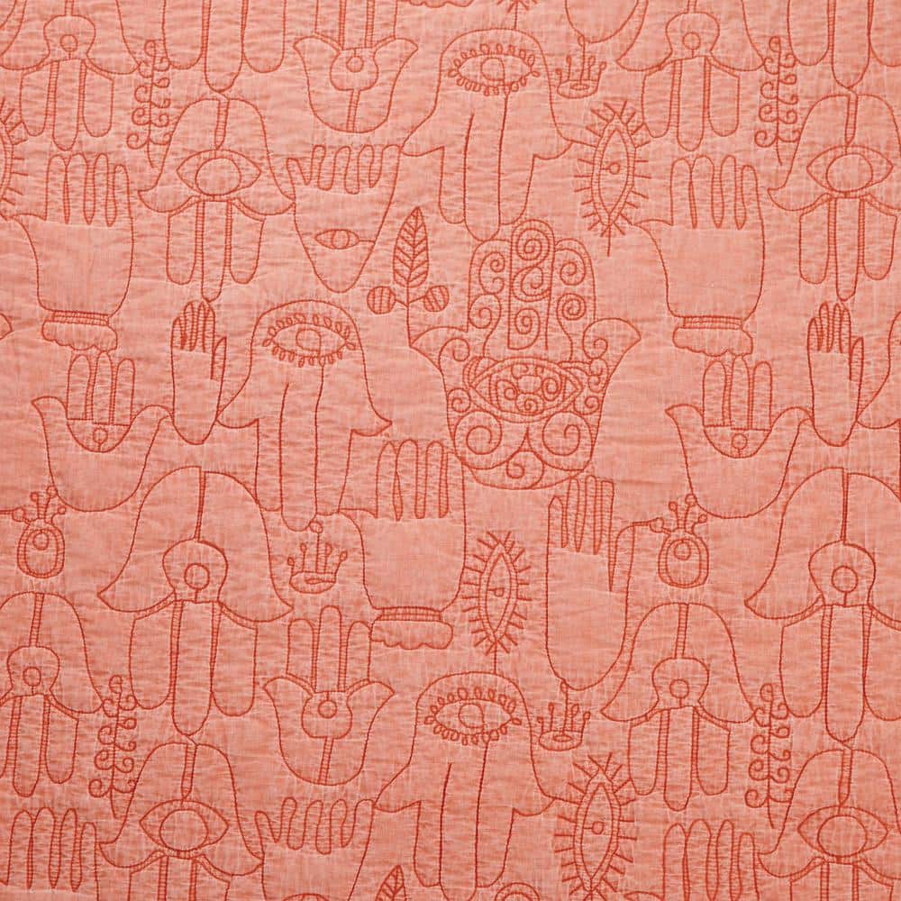 King Coral Cotton Bohemian Quilt and Sham Set