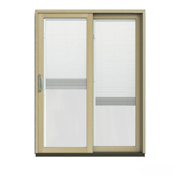 JELD-WEN 60 in. x 80 in. W-2500 Contemporary Green Clad Wood Right-Hand Full Lite Sliding Patio Door w/Unfinished Interior