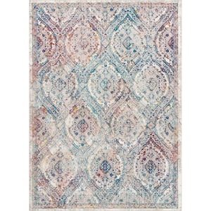 Allure Ava Ivory Vintage Mosaic Ogee Persian 3 ft. 11 in. x 5 ft. 3 in. Area Rug
