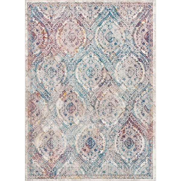 Well Woven Allure Ava Ivory Vintage Mosaic Ogee Persian 3 ft. 11 in. x 5 ft. 3 in. Area Rug