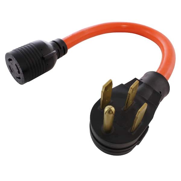 AC WORKS 10/4 STW 1.5FT 1450P 50 Amp RV/Range/Generator Plug to L14-30R 4-Prong 30 Amp Locking Connector