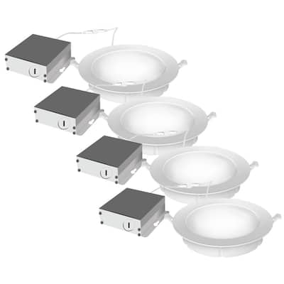6 in. 65W Equiv Tunable CCT Canless WiFi Smart Integrated LED Retrofit White Recessed Light Trim Shallow Ceiling(4-Pack)