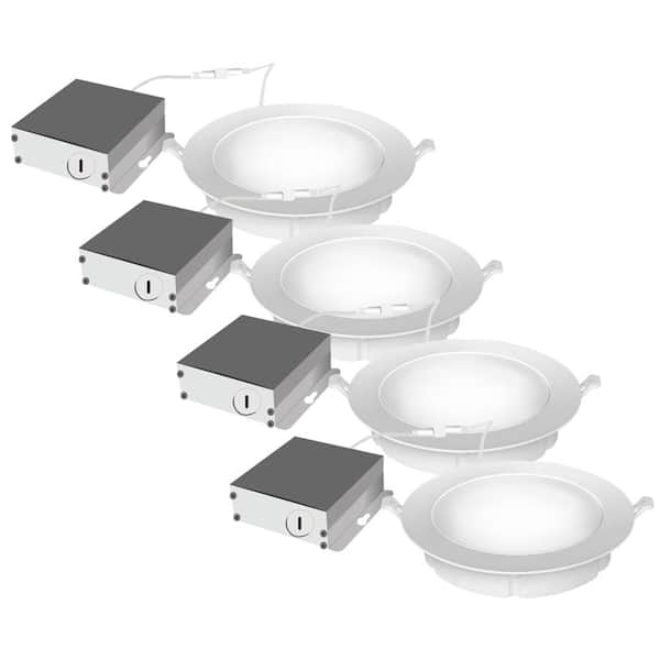 Feit Electric 6 in. 65W Equiv Tunable CCT Canless WiFi Smart Integrated LED Retrofit White Recessed Light Trim Shallow Ceiling(4-Pack)