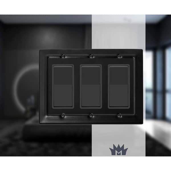 Architectural 3-Gang Decorator/Rocker Wall Plate (Matte Black)