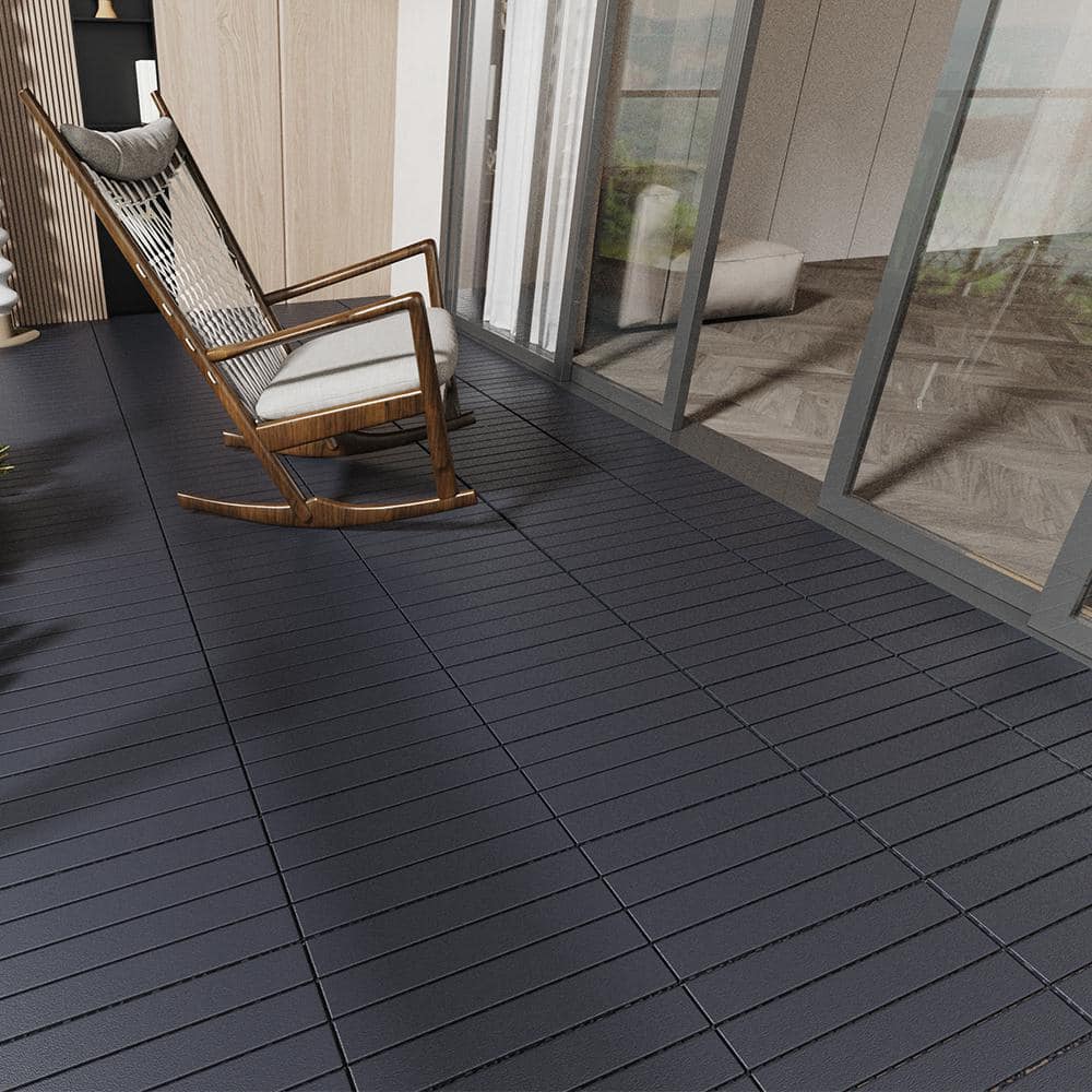 Gray DIY Striped Pattern 2 ft. x 1 ft. All-Weather Plastic Outdoor Interloc