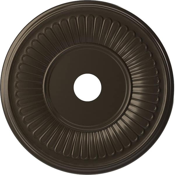 Ekena Millwork 1 in. x 22 in. O.D. x 3-1/2 in. P Berkshire Thermoformed PVC Ceiling Medallion Metallic Dark Bronze