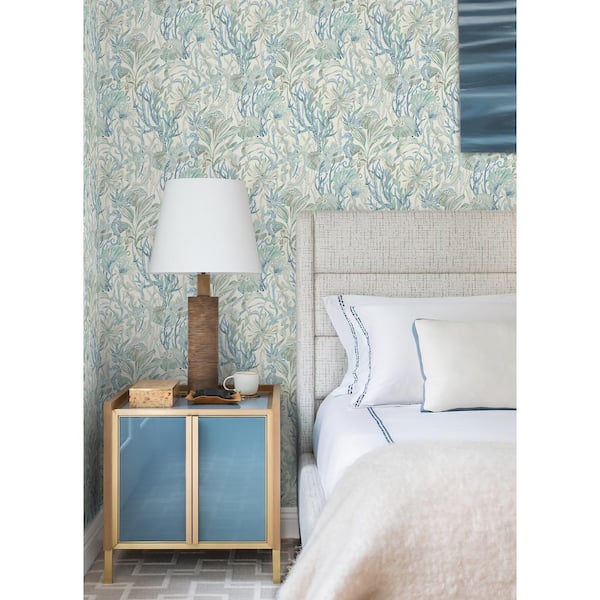 Kelp Garden Light Blue Tropical Reef Matte Paper Pre-Pasted Wallpaper Sample