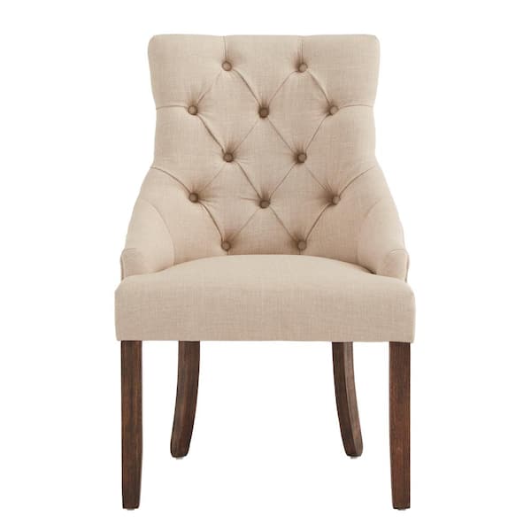 HomeSullivan Beige Linen Curved Back Tufted Dining Chairs (Set of 2)