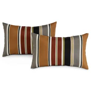 Brick Stripe Lumbar Outdoor Throw Pillow (2-Pack)