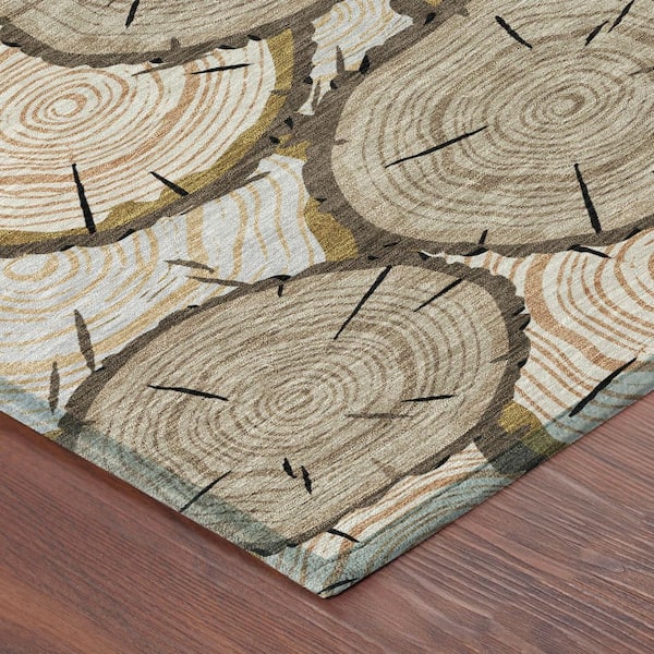 Chantille Machine Washable Indoor/Outdoor Abstract ACN2832 Khaki 10 ft. x 14 ft. Area Rug