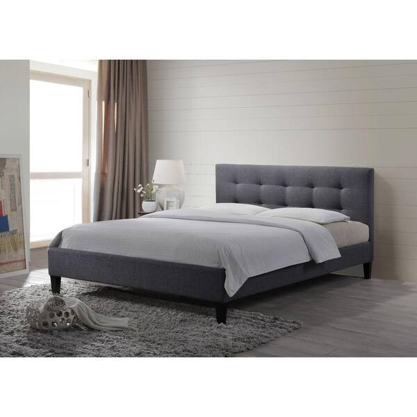 Luxeo Hermosa Gray Queen Upholstered, Madison Queen Platform Bed With Upholstered Headboard