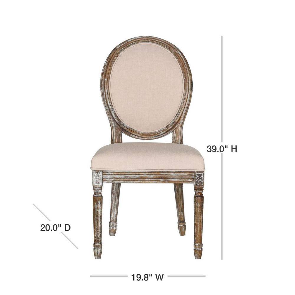 Holloway Beige Linen Upholstered Side Chair with Rustic Oak Frame (Set of 2)