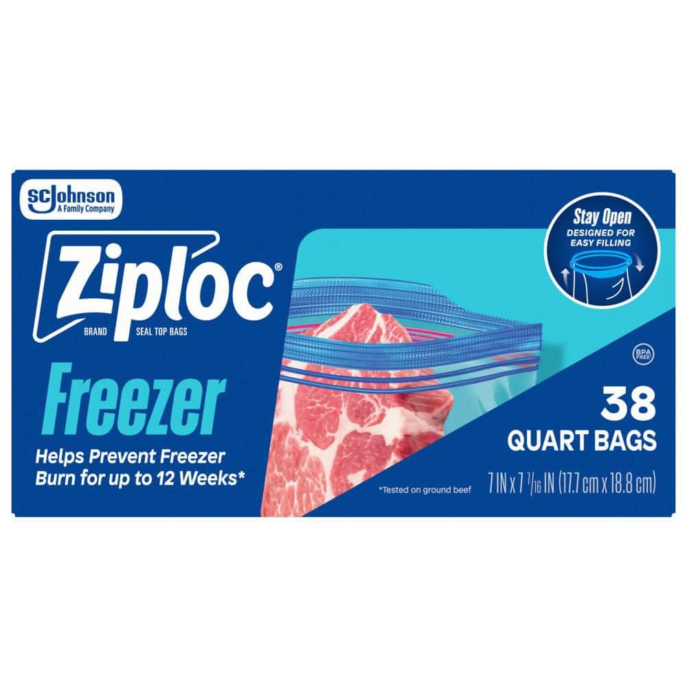 Ziploc Freezer Quart Plastic Bag - Value Pack (38-Count) 665255