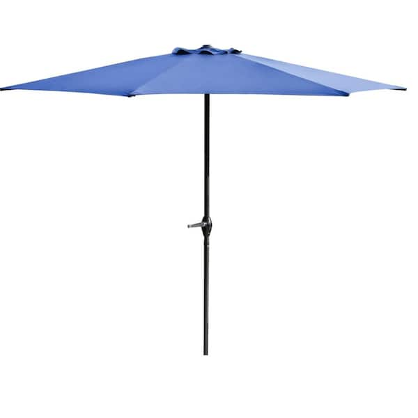 TOP HOME SPACE 9 ft. Steel Market Patio Umbrella in Blue TP25618 - The ...