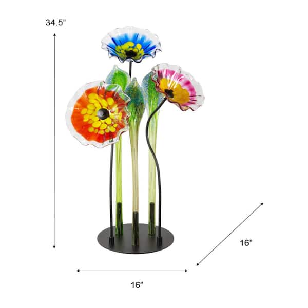 Dale Tiffany Fiore Blossom Multi Color Hand Blown 3Plate Flower