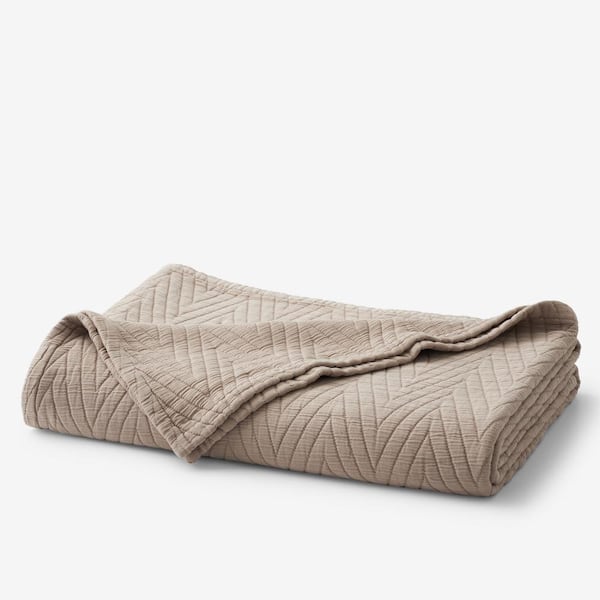 The Company Store Somerset Chevron Cobblestone Cotton Full/Queen Blanket