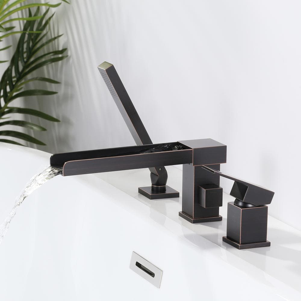 Oil Rubbed Bronze Waterfall Tub Faucet with Hand Shower