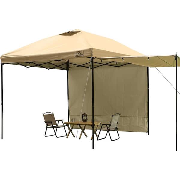 Unbranded Khaki 10 ft. x 10 ft. Outdoor Pop-up Canopy Tent with 2-Sidewalls, 2-Shelters, 4-Sandbags and 1-Roller Bag for Parties